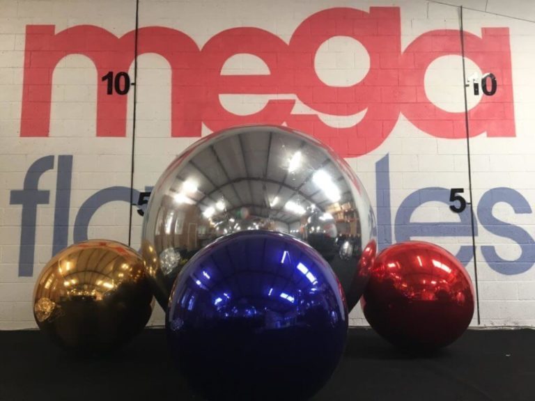 Silver, Red, Blue & Gold Inflatable Spheres, Varying Sizes