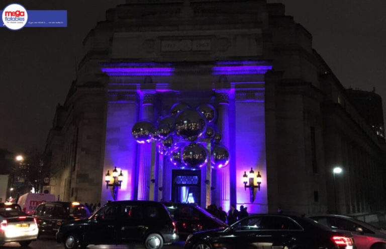 Inflatable Silver Spheres Display Light Up