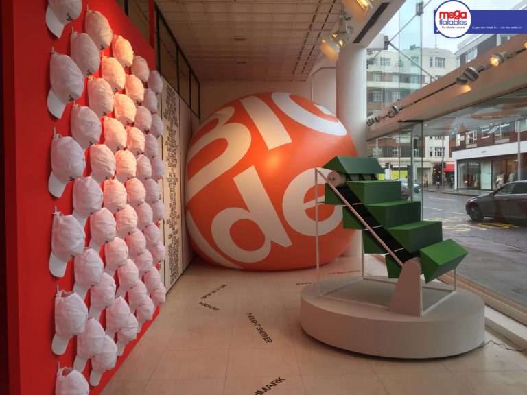 Inflatable sphere window display